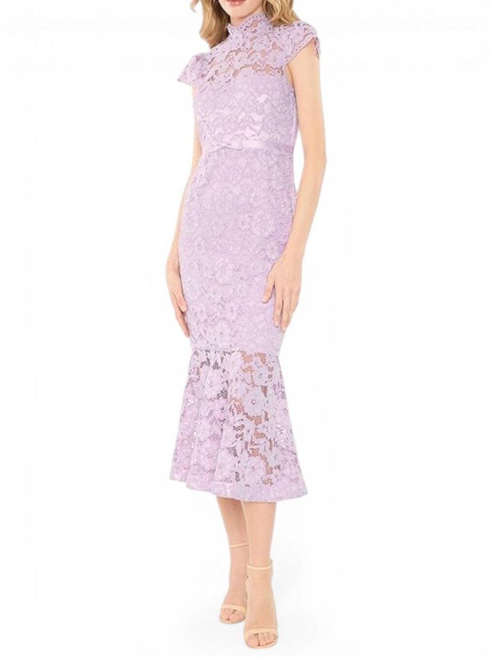Likely Candella Lavender Pastel Purple Lace Fitted Midi Dress NWT New 10